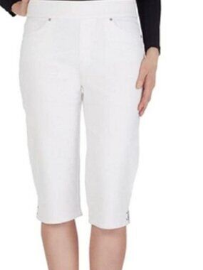 NWT Gloria Vanderbilt White Avery Pull on Skimmer Capris Pants Womens Sz 18
